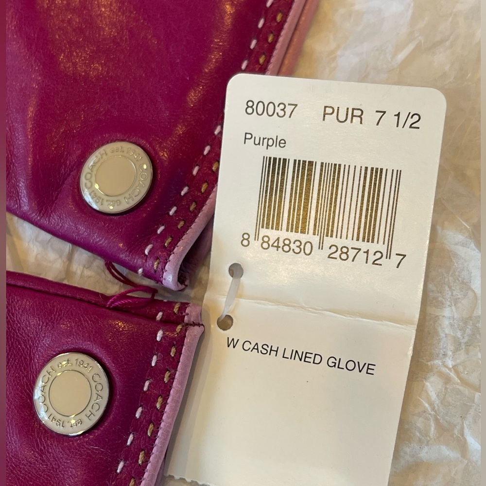 Coach Fuchsia Leather Gloves - Picture 3 of 3